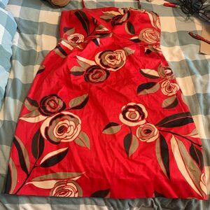 New York & Company Red Floral Dress
